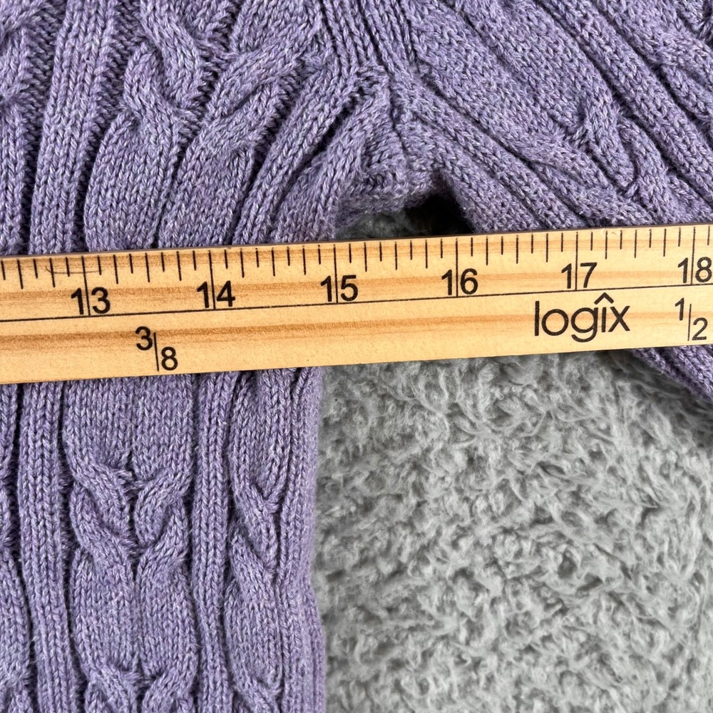 Croft & Barrow Womens Size Small Purple Cable Knit V-Neck 100% Cotton Sweater - Picture 4 of 7